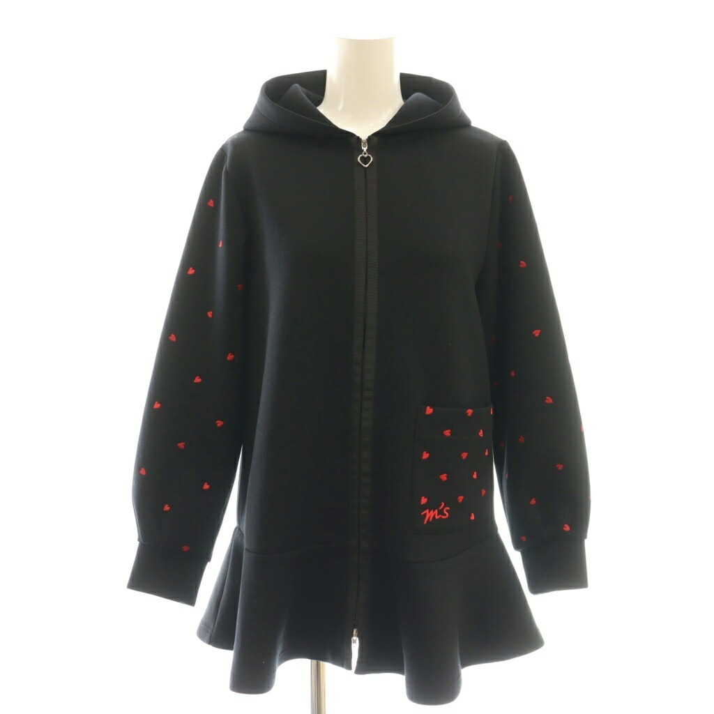 【中古】エムズグレイシー M'S GRACY ハート刺繍ジップアップフーディーパーカー 38 ブラック /DF ■OS レディース 【ベクトル 古着】 251127