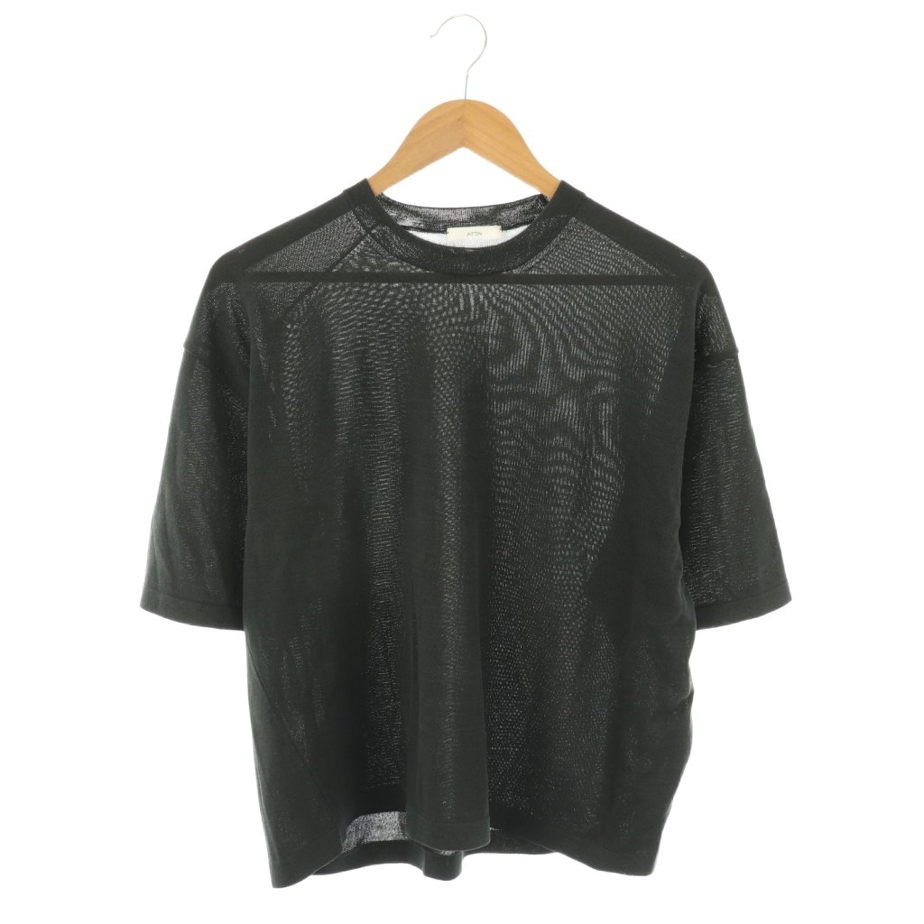 【中古】エイトン ATON 25SS WASHI KNIT クルーネックセーター ニット 五分袖 2 チャコールグレー KRAGGM0406 /NR ■OS レディース 【ベクトル 古着】 251120