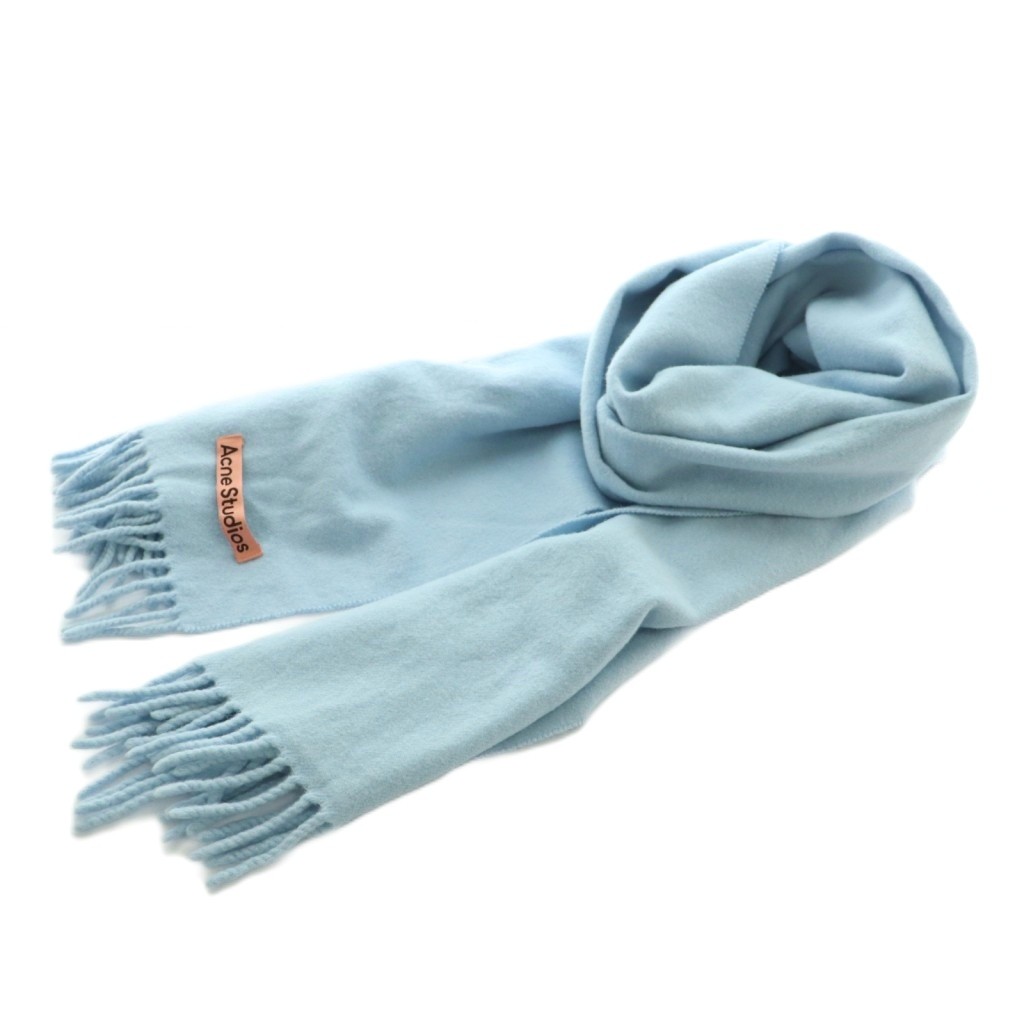 【中古】アクネ ストゥディオズ Acne Studios マフラー ウール フリンジ ライトブルー 水色 CA0210 /MI ■OS ■SH レディース 【ベクトル 古着】 251119