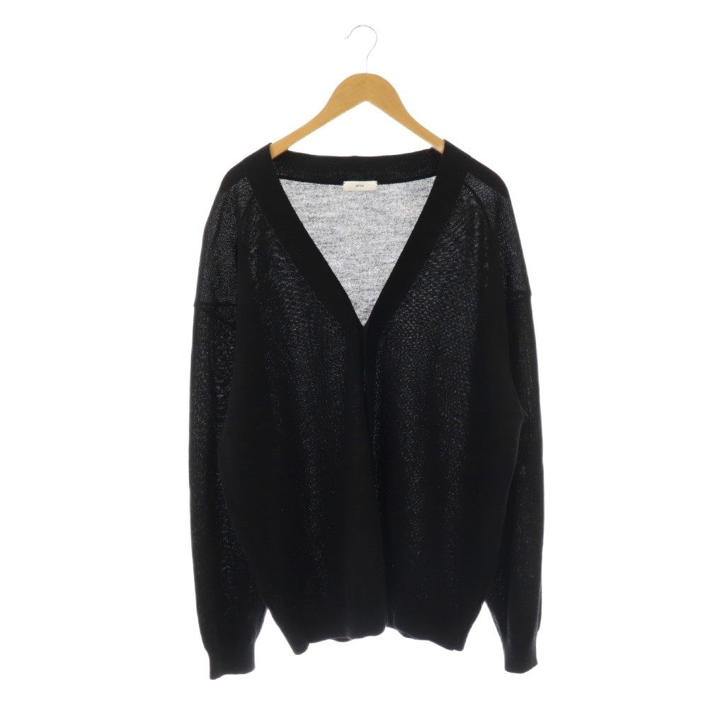 エイトン　ニット　カーディガン　和紙ウール　黒　04 ATON（エイトン）の「【ATON/エイトン】WOOL WASHI OVERSIZED CARDIGAN