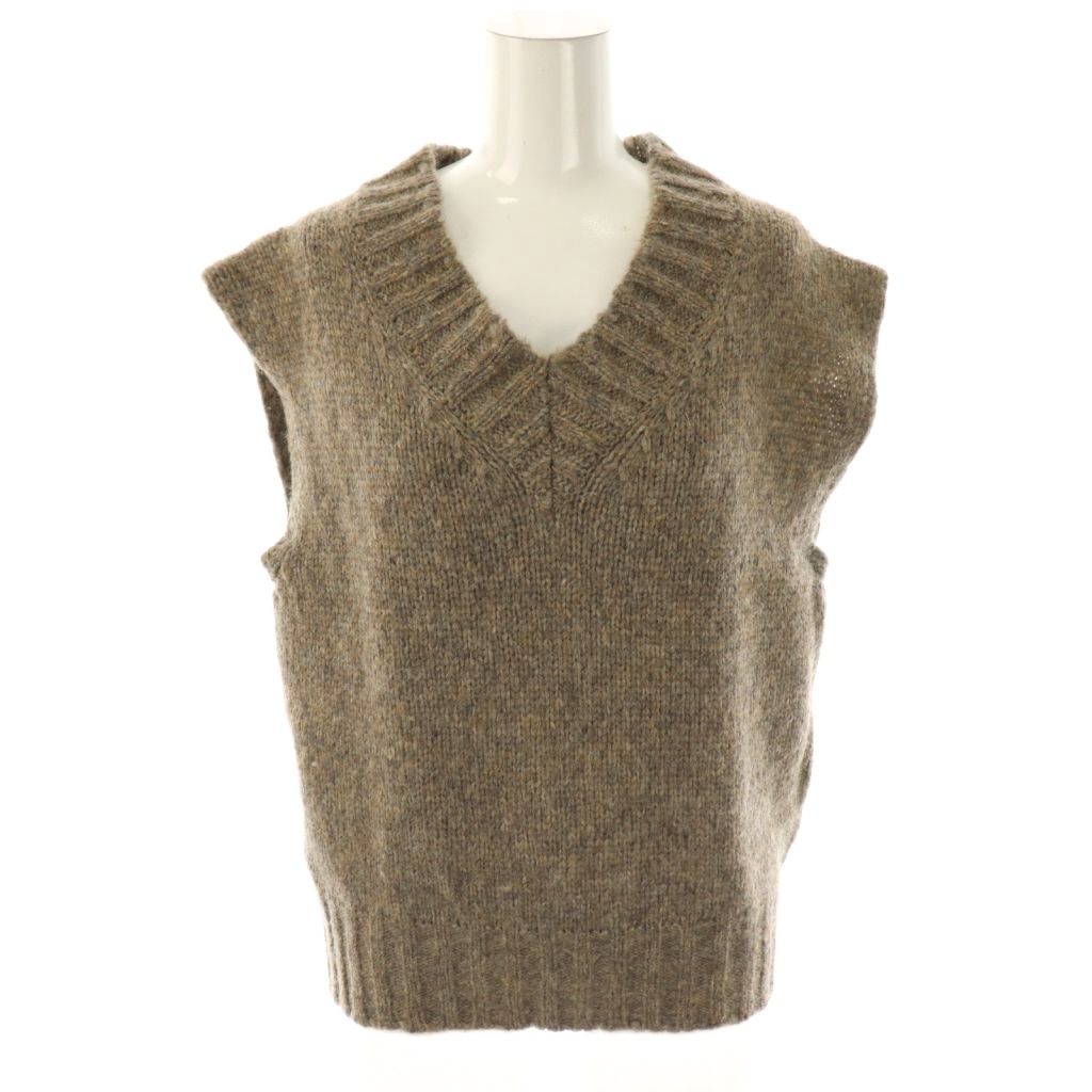 【中古】トゥデイフル TODAYFUL Mottle Yarn Knit Vest 編み物限りない Vのど頚 ティーシャツ アルパカ混 F モカ /DO ■os レディース 【ベクター 古着】 251127