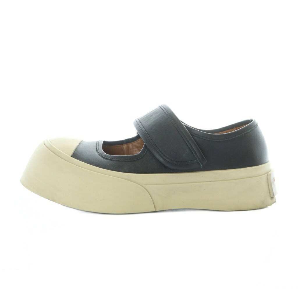 【中古】マルニ MARNI メリージェーン 平ったいシューズ スニーカー なめし革 本革 37 24糎 黒 黒いこと /RI ■os レディース 【ベクター 古着】 251203