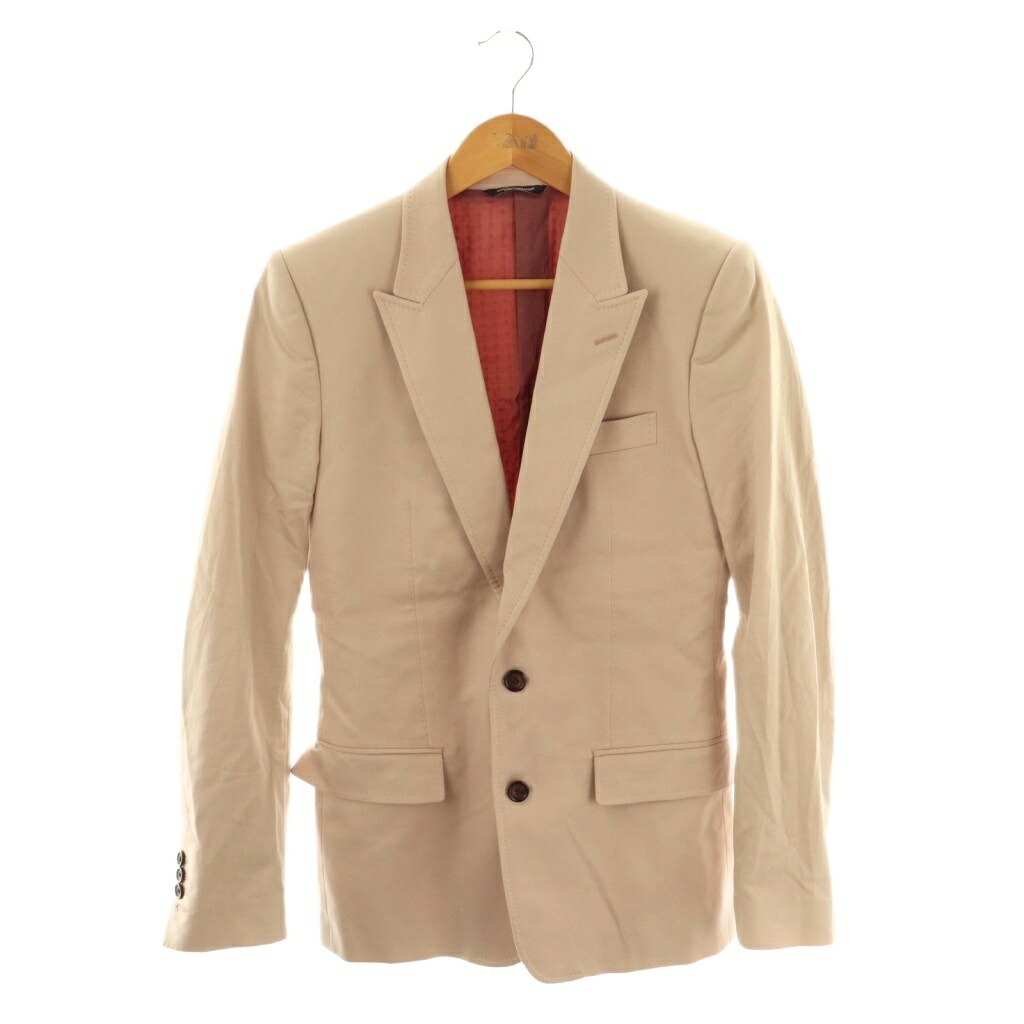 【中古】ドルチェ\u0026ガッバーナ 弗ガバ DOLCE\u0026GABBANA ピークドラペル 2B 上衣 テーラード 46 サクラ色ベージュ /HK ■os ■SH メンズ 【ベクター 古着】 251209