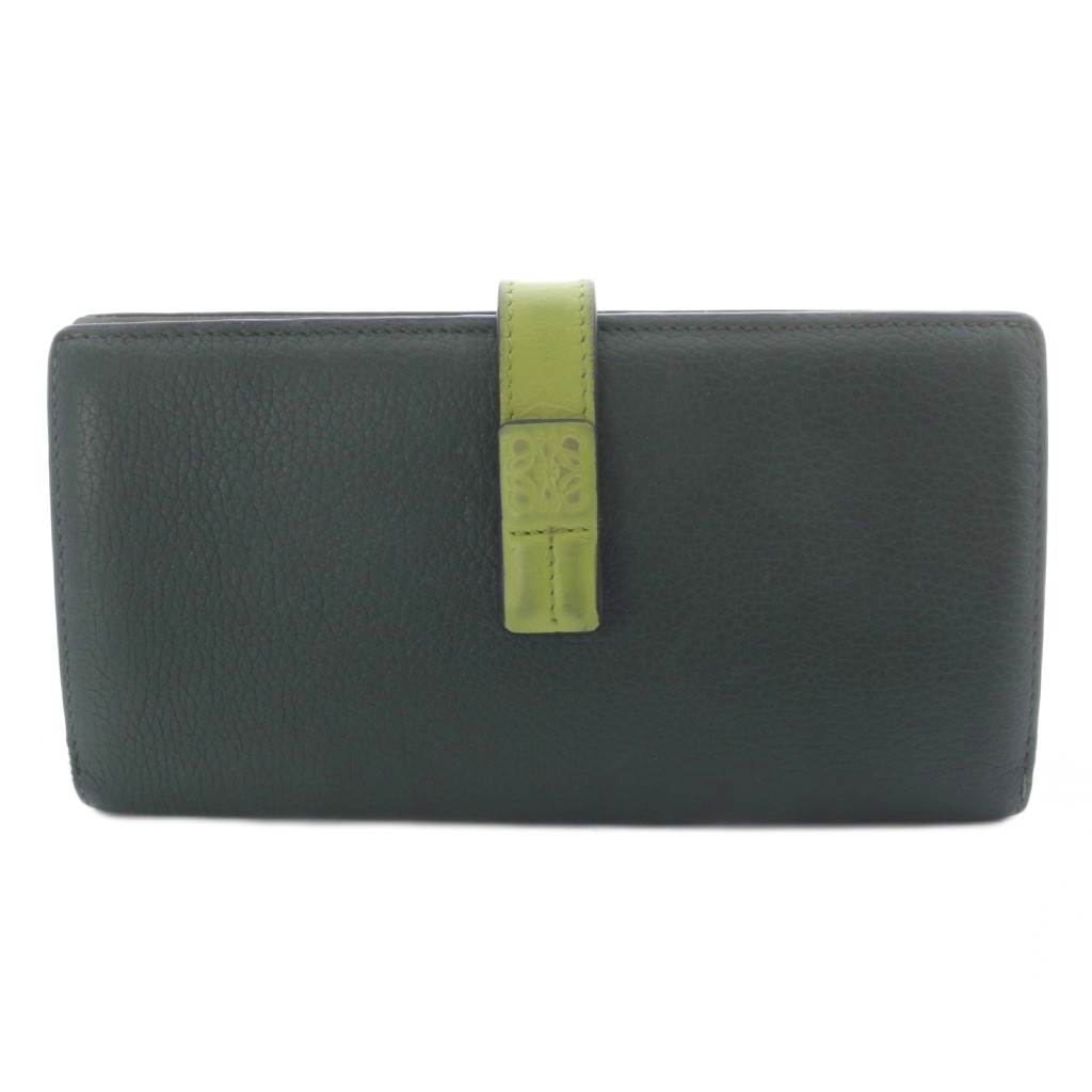 【中古】ロエベ LOEWE バーティカル ウォレット ラージ 長財布 二つ折り アナグラム レザー カーキ C660S40X01 /YO12 ■OH レディース 【ベクトル 古着】 251212