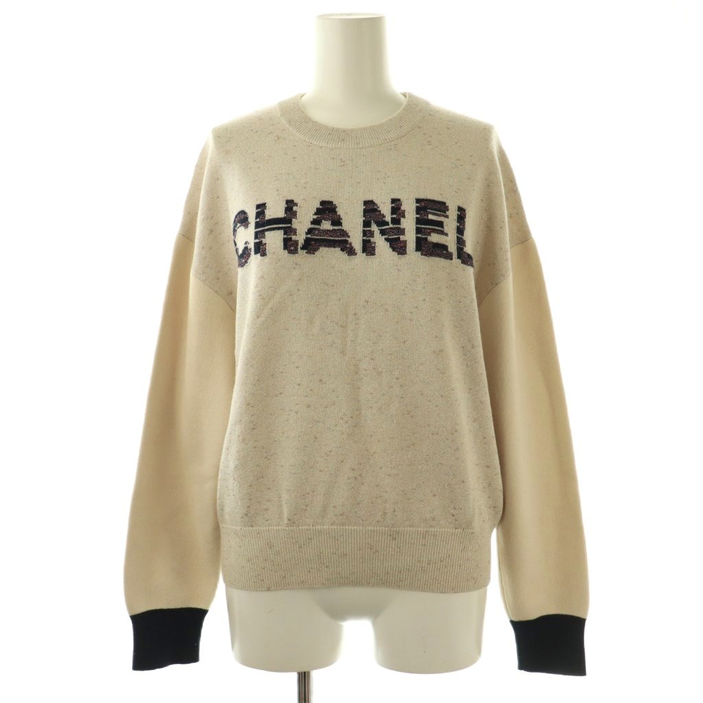【中古】シャネル CHANEL P62886K48477 Cashmere Logo Knit 編み物 プルオーバー 長袖 カシミール混 36 点火装置ベージュ /NR ■os レディース 【ベクター 古着】 251209