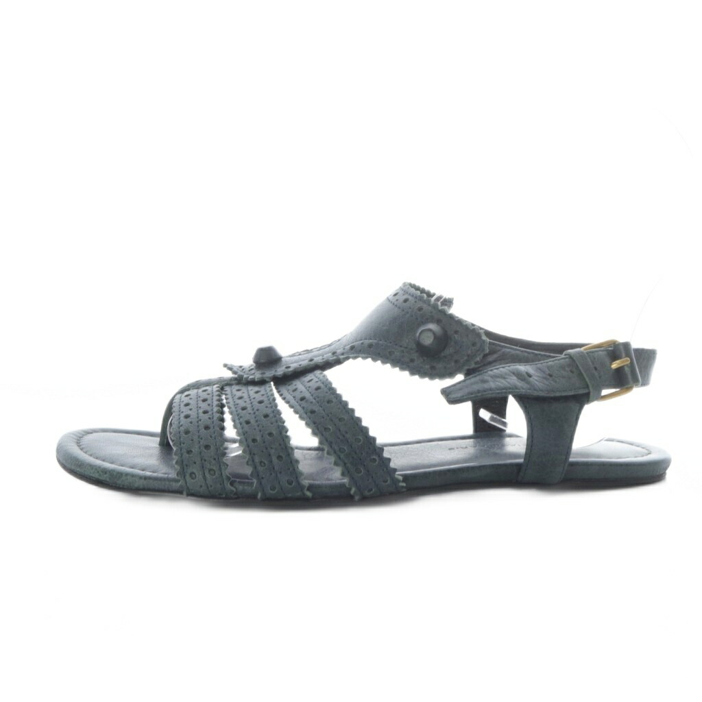 【中古】バレンシアガ BALENCIAGA arena sandals サンダル フラット ストラップ レザー 37.5 グレー /YO2 ■SH レディース 【ベクトル 古着】 251212
