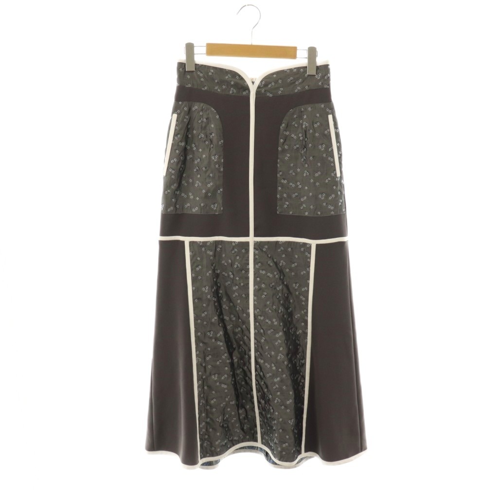 【中古】マメクロゴウチ  Mame Kurogouchi Osmanthus Motif Jacquard Skirt スカート ロング フレア 2 グレー MM21FW-SK041 /NR ■OS レディース 【ベクトル 古着】 251206