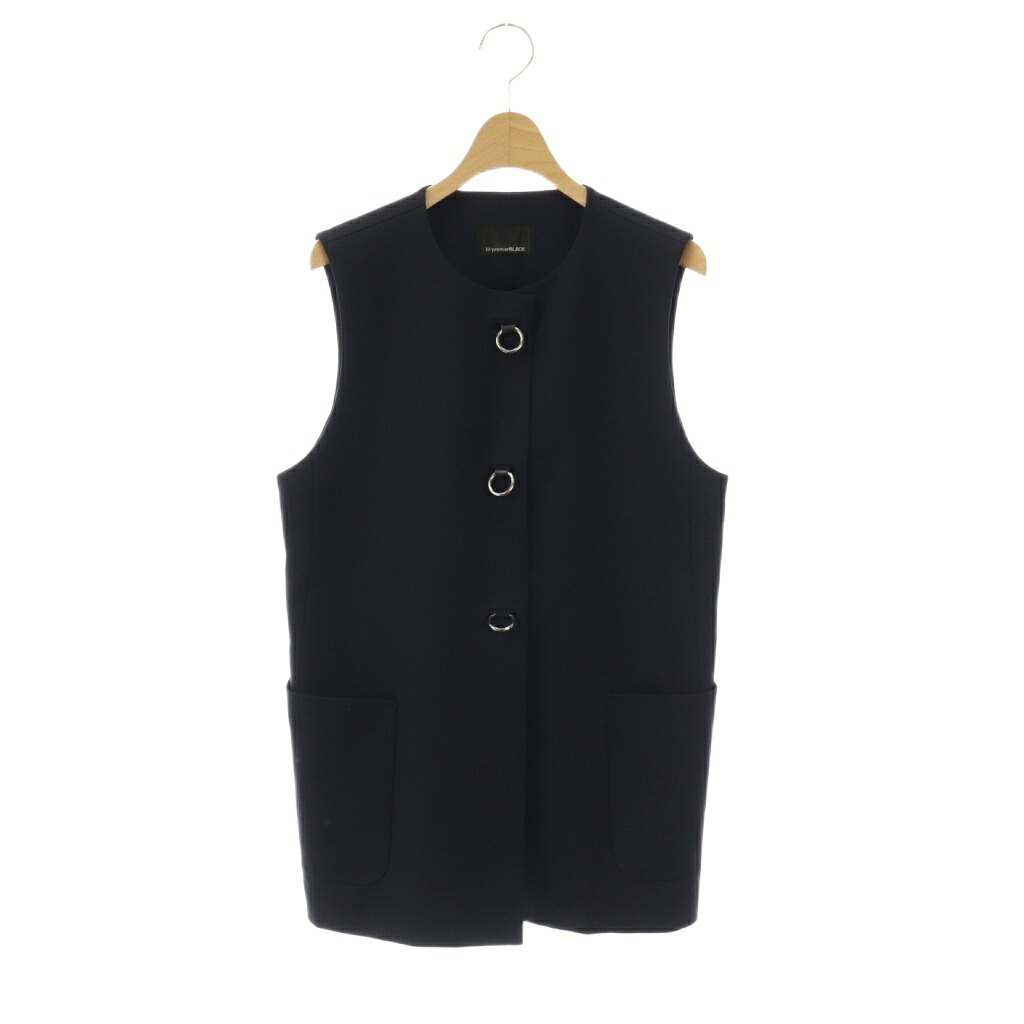 【中古】エムプルミエ ブラック M-Premier BLACK リングデザインジレ ベスト 前開き 38 紺 /NR ■OS レディース 【ベクトル 古着】 251208