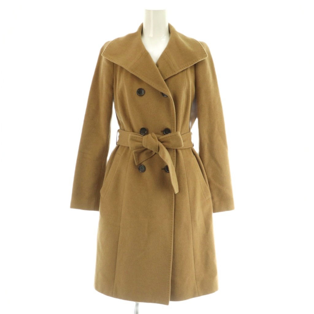 【美品】ANAYI フォックスファー ロングコート　ウール　キャメル　トレンチ アナイ ANAYI 2way ウール アンゴラ 比翼 コート ロング フォックス