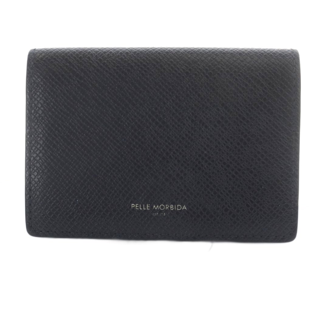 【中古】ペッレモルビダ PELLE MORBIDA BA319コンパクトウォレット 財布 三つ折り レザー ブラック /YO29 ■AD メンズ 【ベクトル 古着】 251209