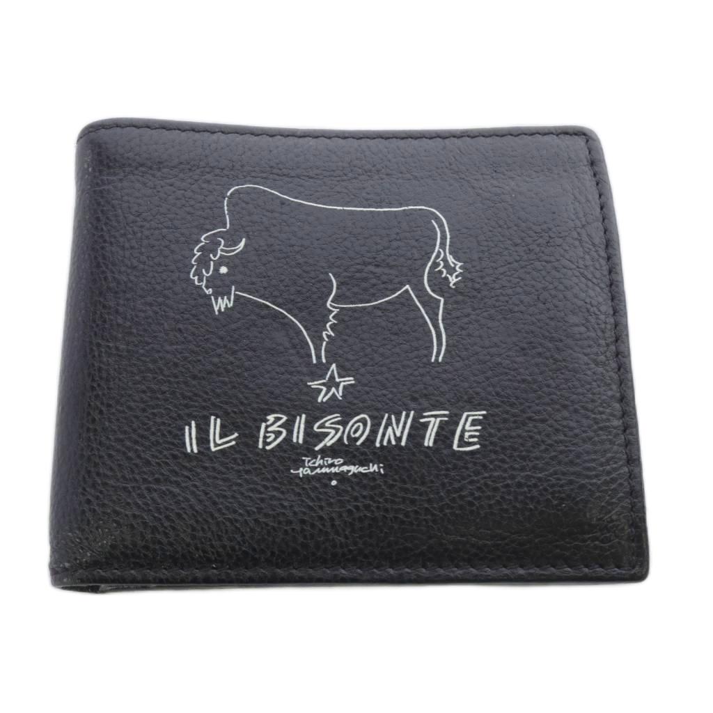 【中古】イルビゾンテ IL BISONTE 山口一郎 二つ折りウォレット 財布 レザー 黒 ブラック /SR メンズ 【ベクトル 古着】 251210