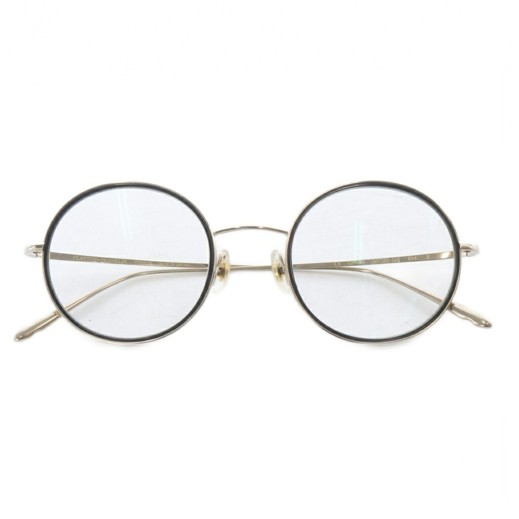 【中古】クレイトンフランクリン CLAYTON FRANKLIN ボストン眼鏡 メガネ 50□22-145 黒 ブラック ゴールド色 /SR ■AD レディース 【ベクトル 古着】 251215