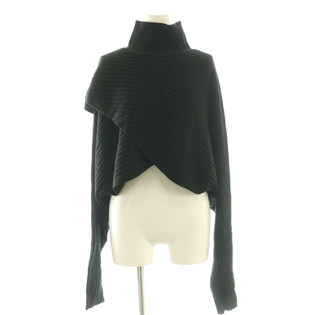 【中古】ル フィル LE PHIL 24AW ウールワイドリブクロスニット セーター 長袖 F ブラック /HK ■OS レディース 【ベクトル 古着】 251223