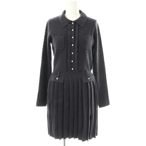 【中古】ハーリップトゥ Her lip to 25AW Margot Pleated Knit Mini Dress ワンピース ミニ ニット M ネイビー /HK ■OS レディース 【ベクトル 古着】 251216