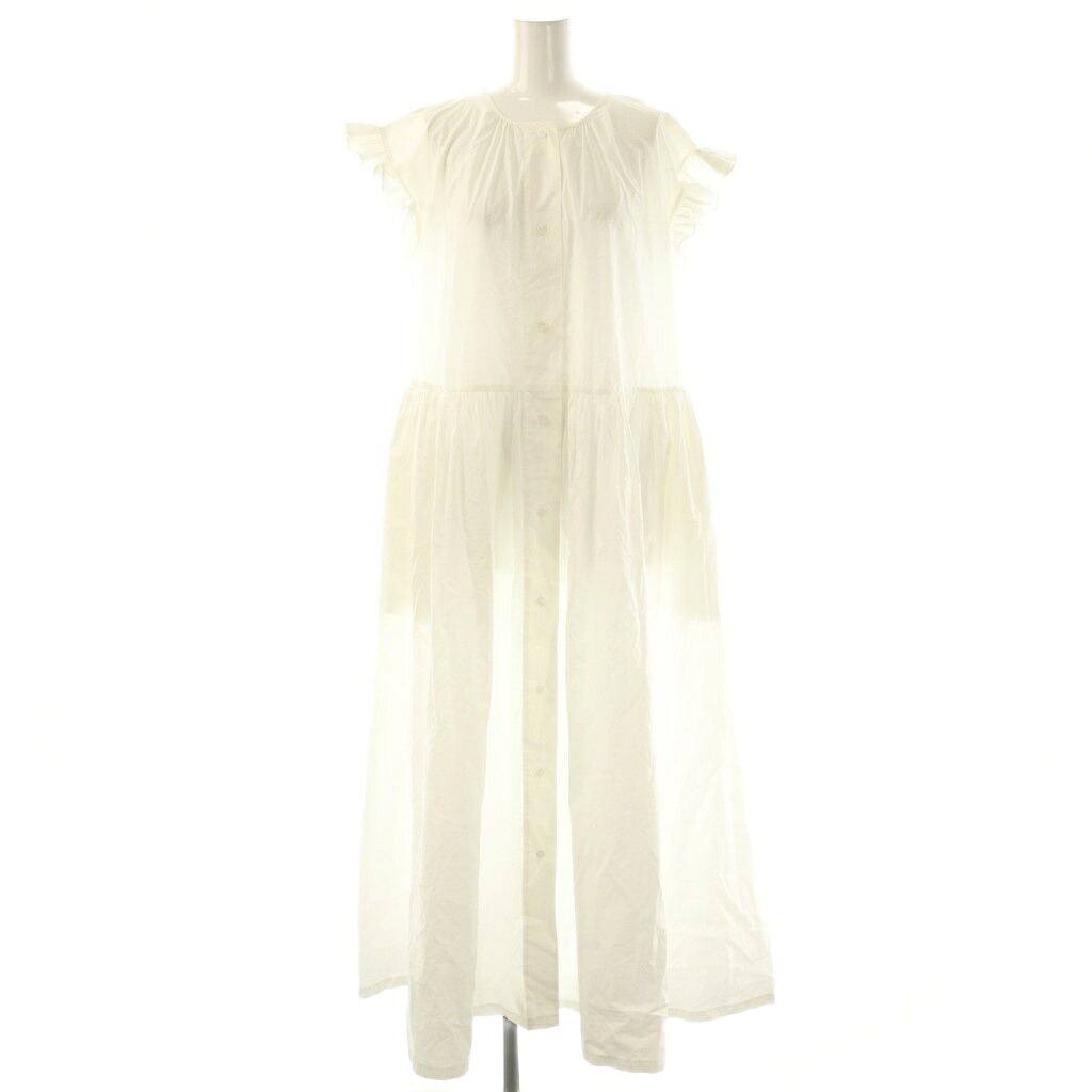 【中古】パトゥ PATOU 袖フリルマキシワンピース ロング フレンチスリーブ コットン 34 白 /NR ■OS レディース 【ベクトル 古着】 251224