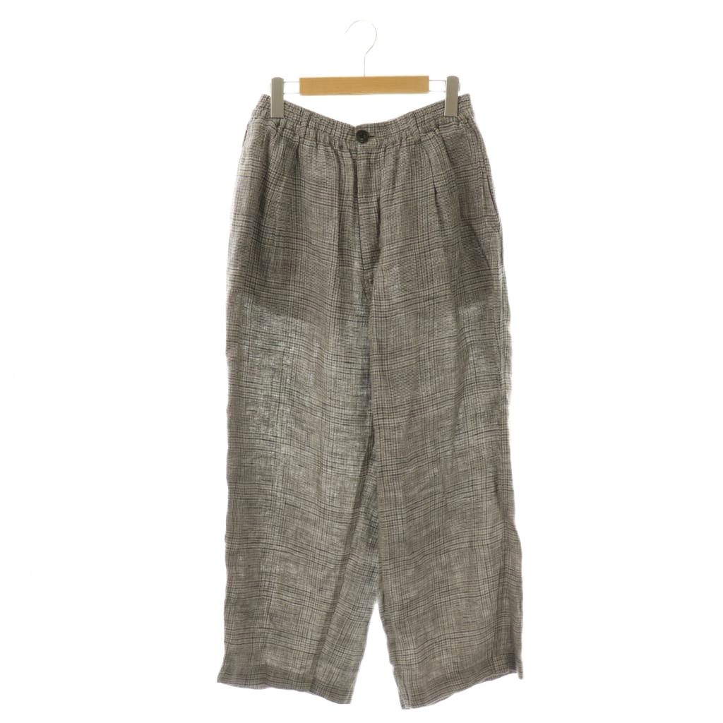 【中古】ジャーナルスタンダード ラックス JOURNAL STANDARD LUXE 25SSリネンチェックワイドパンツ F ベージュ ネイビー グレー /CX ■OS レディース 【ベクトル 古着】 251222