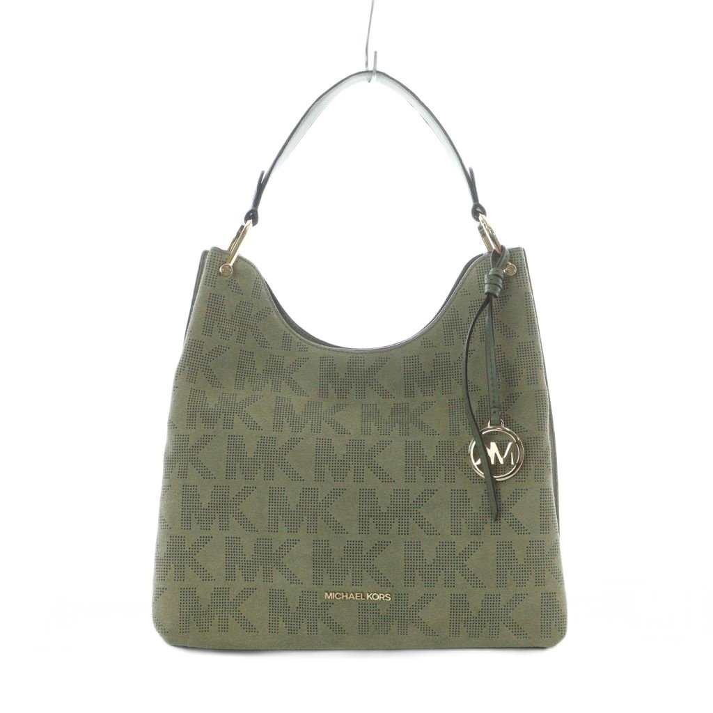 【中古】マイケルコース MICHAEL KORS サッチェルバッグ ミディアム ジョアン スエード ショルダーバッグ トート ハンド 緑 グリーン /RI ■OS レディース 【ベクトル 古着】 260109