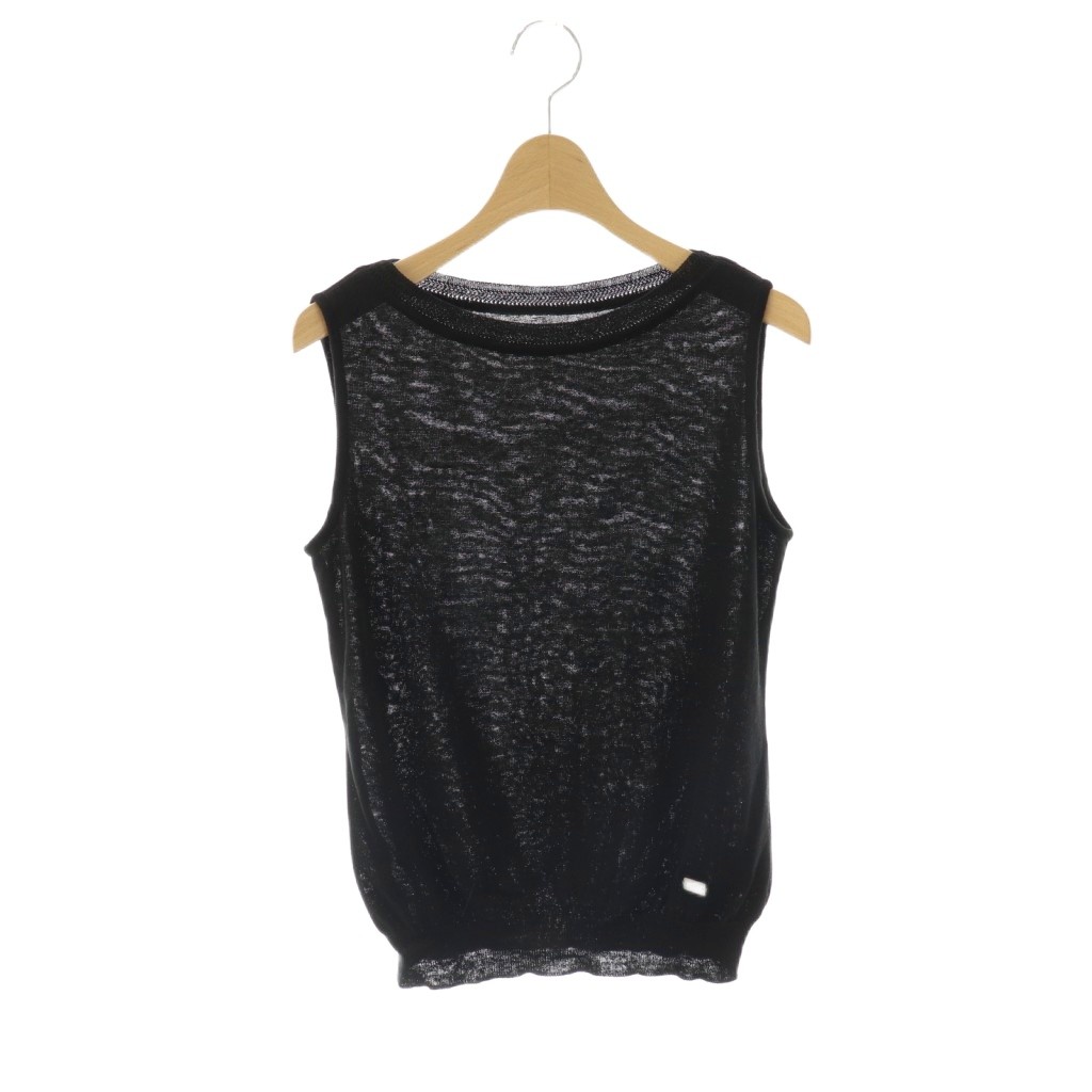 【中古】フォクシー FOXEY Knit Top Sahara ニットトップス カットソー リネン 38 ブラック 39735 /DO ■OS レディース 【ベクトル 古着】 260105｜ブランド古着の買取販売ベクトル