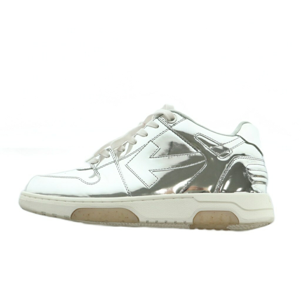 【中古】象牙色 × Neiman Marcus Mirror Leather Low-Top スニーカー シューズ 43 27.0糎 しろがね色色合い /MI ■os ■SH メンズ 【ベクター 古着】 260109