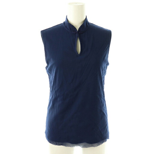 【中古】ヴィヴィアンタム VIVIENNE TAM パワーネット ノースリーブ チャイナブラウス 40 ブルー /DF ■OS レディース 【ベクトル 古着】 260113