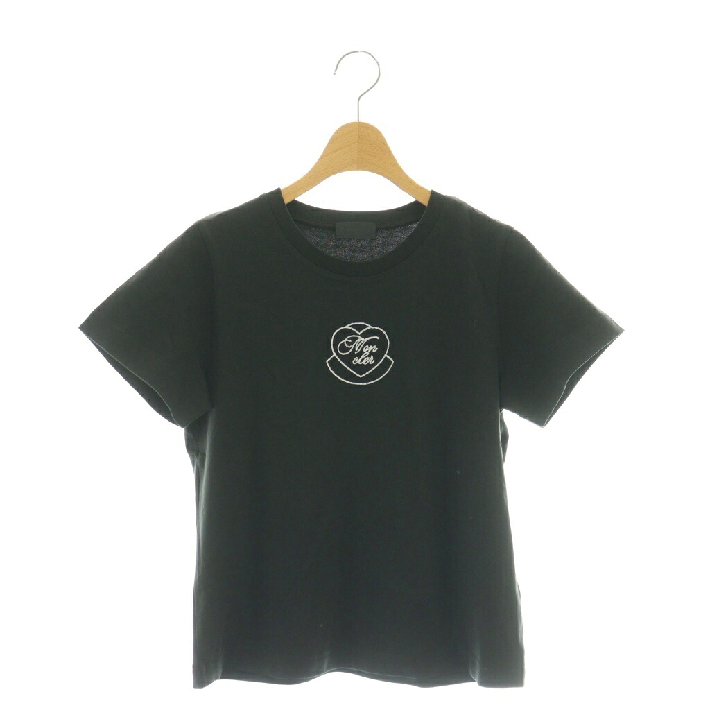 【中古】未当て嵌める品 モンク軌跡 MONCLER 25AW SS T-Shirt 刺しゅう ティーシャツ カットソー S 黒 黒いこと K2093-8C-00009 /CX ■os ■SH  レディース 【ベクター 古着】 260126