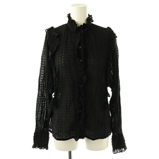 【中古】イザベル マラン エトワール ISABEL MARANT ETOILE ドビードットフリルブラウス 長袖 36 ブラック /DO ■OS ■SH レディース 【ベクトル 古着】 260119