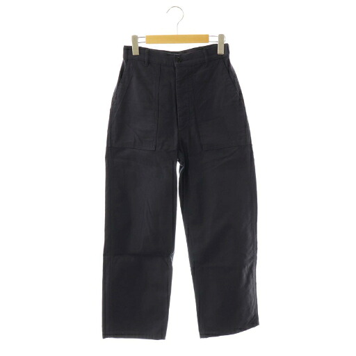 【中古】ハイク HYKE BACK SATIN BAKER PANTS パンツ セミワイド ボタンフライ コットン 2 紺 /NR ■OS レディース 【ベクトル 古着】 260119