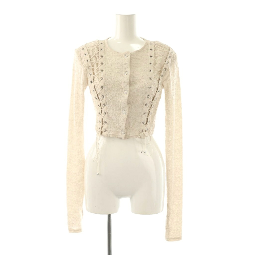 【中古】ザレッドスレッド THEREDTHREAD S lace up cardigan カーディガン 長袖 ショート F ライトベージュ /DO ■OS レディース 【ベクトル 古着】 260122