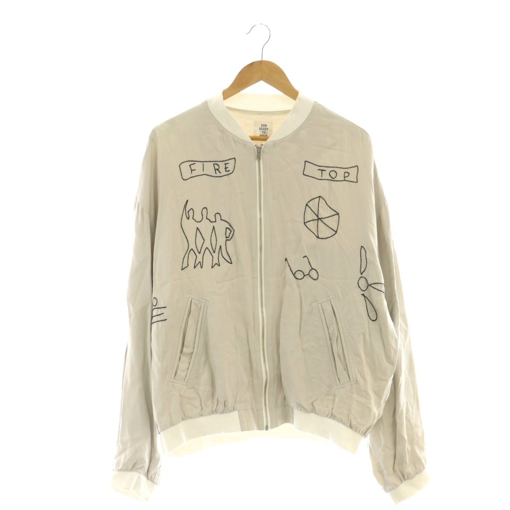 【中古】ソーイ SOE SO Satin Bomber YMO Jacket サテンブルゾン 刺繍 3 ライトグレー 白 黒 /CX ■OS ■SH メンズ 【ベクトル 古着】 260119
