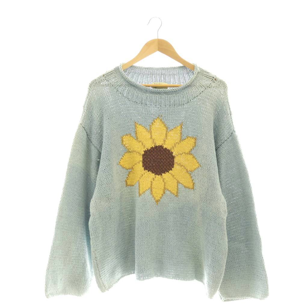 【中古】マクマーンウーレン Mcmachan Woolen ひまわり柄ティーシャツ編み物 スウェーター ともし火青色 /DF ■os ■SH レディース 【ベクター 古着】 260116 トップス-セーター-ニット・セーター