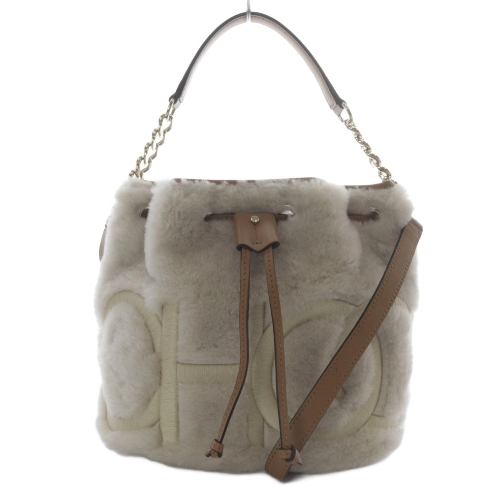 【中古】ジミーチュウ JIMMY CHOO JUNO S シアリング バケット ショルダーバッグ ハンドバッグ ワンハンドル 2way 巾着 アイボリー /YO32 ■OH レディース 【ベクトル 古着】 260115 29,185円