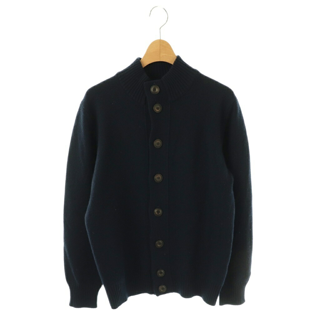 【中古】フィリッポデローレンティス FILIPPODELAURENTIIS メリノウールカシミヤカーディガン 長袖 46 ネイビー /DO ■OS メンズ 【ベクトル 古着】 260126