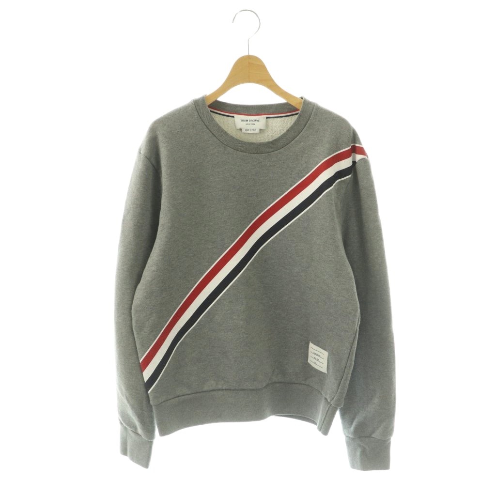 【中古】トム赤銅色 THOM BROWNE MJT276A-03377035 トリコロールラインスウェット 御盆ナ 長袖 綿織物 1 薄墨色 /NR ■os メンズ 【ベクター 古着】 260122