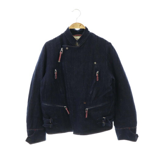 【中古】フォーティーファイブアールピーエム 45R 45rpm インドカディデニムの908ライダースジャケット ジップアップ 2 ネイビー /DO ■OS レディース 【ベクトル 古着】 260120