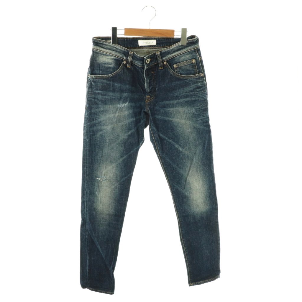 【中古】シビリア SIVIGLIA デニムパンツ ジーンズ ボタンフライ コットン 27 インディゴ /NR ■OS メンズ 【ベクトル 古着】 260123