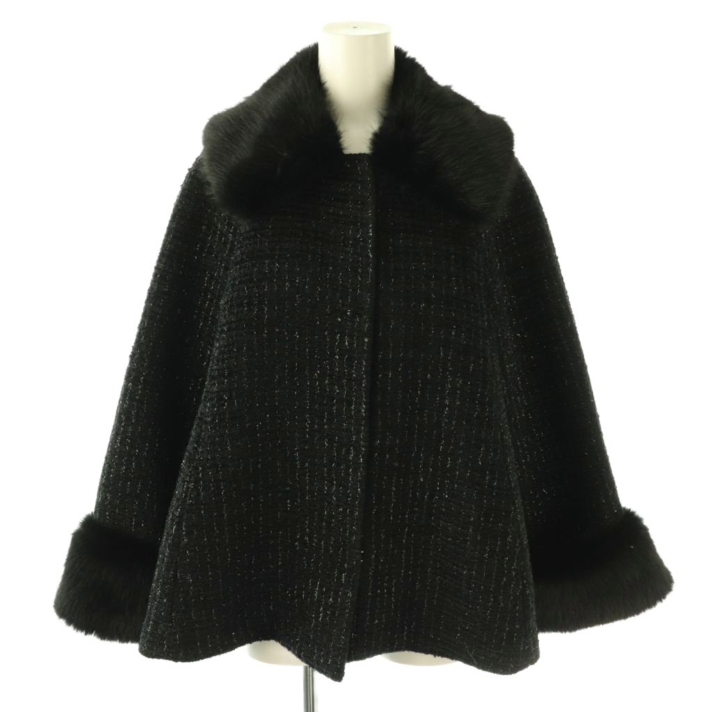 【中古】リランドチュール Rirandture 25AW ツイード毛革衿遊撃手厚地の外套 アウター 1 黒いこと /HK ■os ■SH レディース 【ベクター 古着】 260122