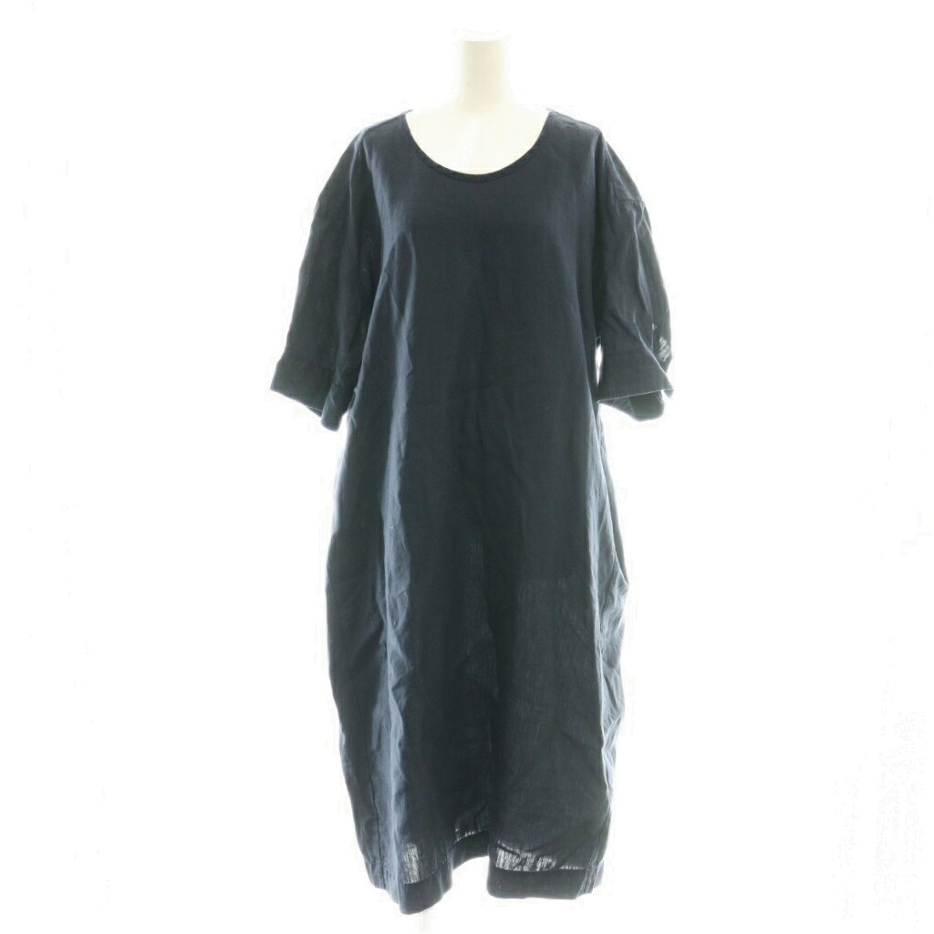 【中古】ホームスパン homspun リネンバイオ半袖OP ワンピース ロング S ネイビー /DF ■OS レディース 【ベクトル 古着】 260123