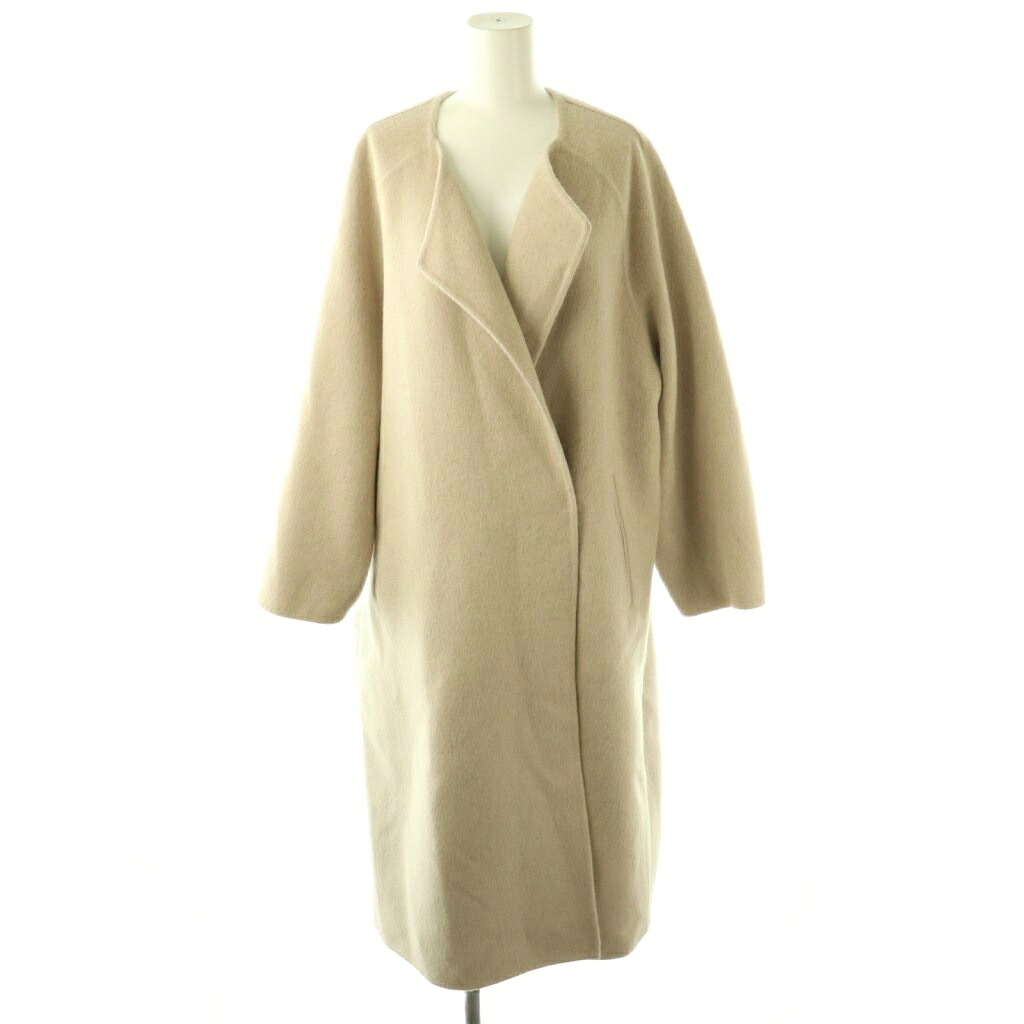 【中古】ミューズ ドゥーズィエム クラス MUSE de Deuxieme Classe 25AW ウールアンゴラ ノーカラーコート アウター ロング 36 ベージュ /NR ■OS レディース 【ベクトル 古着】 260121