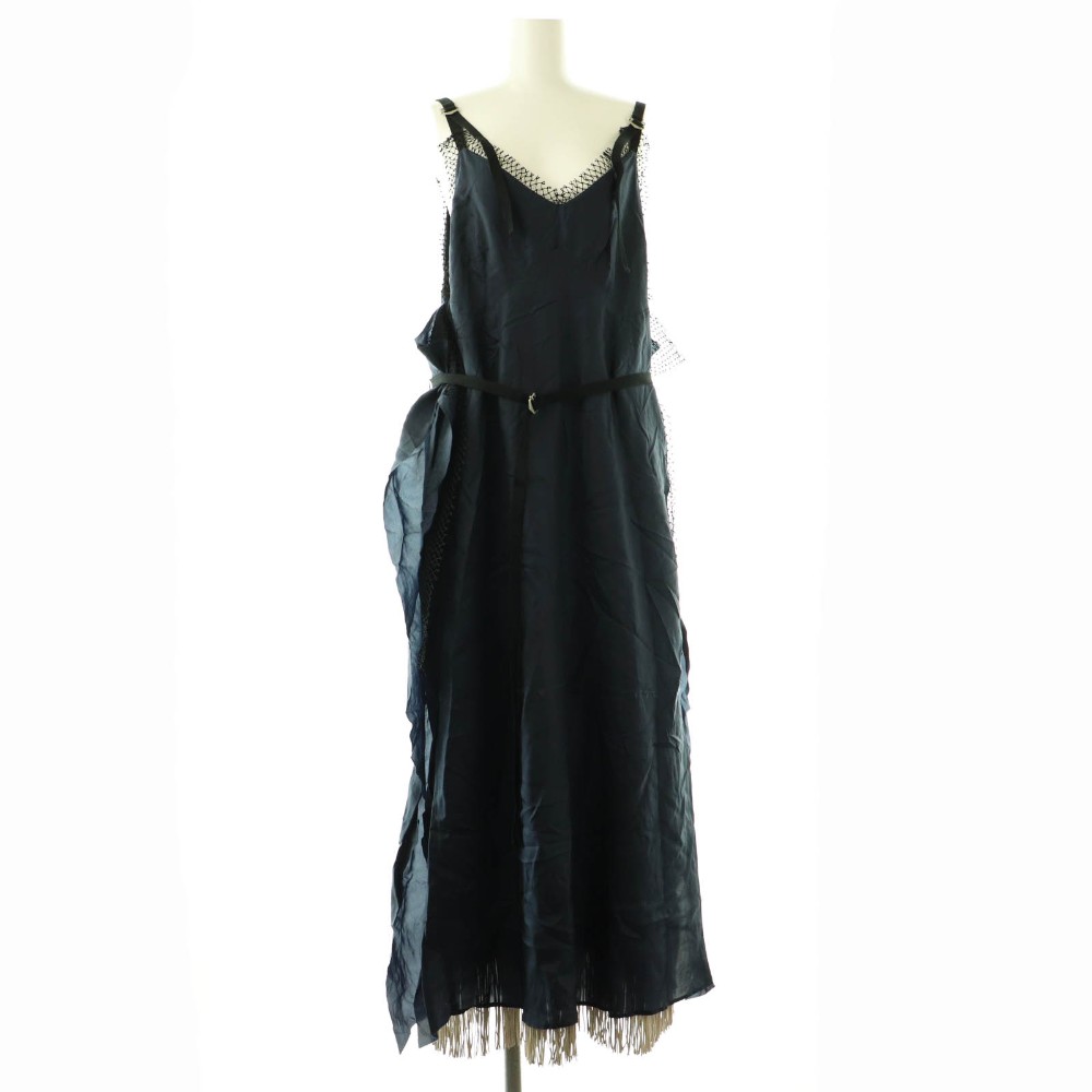 【中古】未当て嵌める品 ポンティ PONTI CUPRA SHANTUNG 2WAY DRESS 衣装 キャミワンピース ロング F 黒いこと 米国海軍 /DF ■os ■SH レディース 【ベクター 古着】 260123
