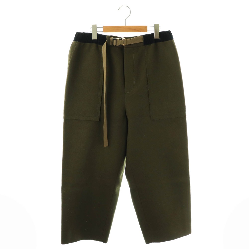 【中古】サカイ sacai 19-02044M ウールメルトンクロップドパンツ テーパード 2 カーキ /HK ■OS ■SH メンズ 【ベクトル 古着】 260122