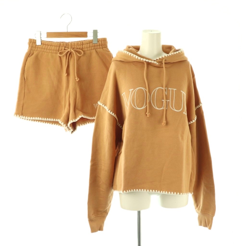【中古】ヴォーグコレクション VOGUE Collection スウェットパーカー × スウェットショートパンツ セットアップ 上下 プルオーバー S M キャメル /NR ■OS レディース 【ベクトル 古着】 260123
