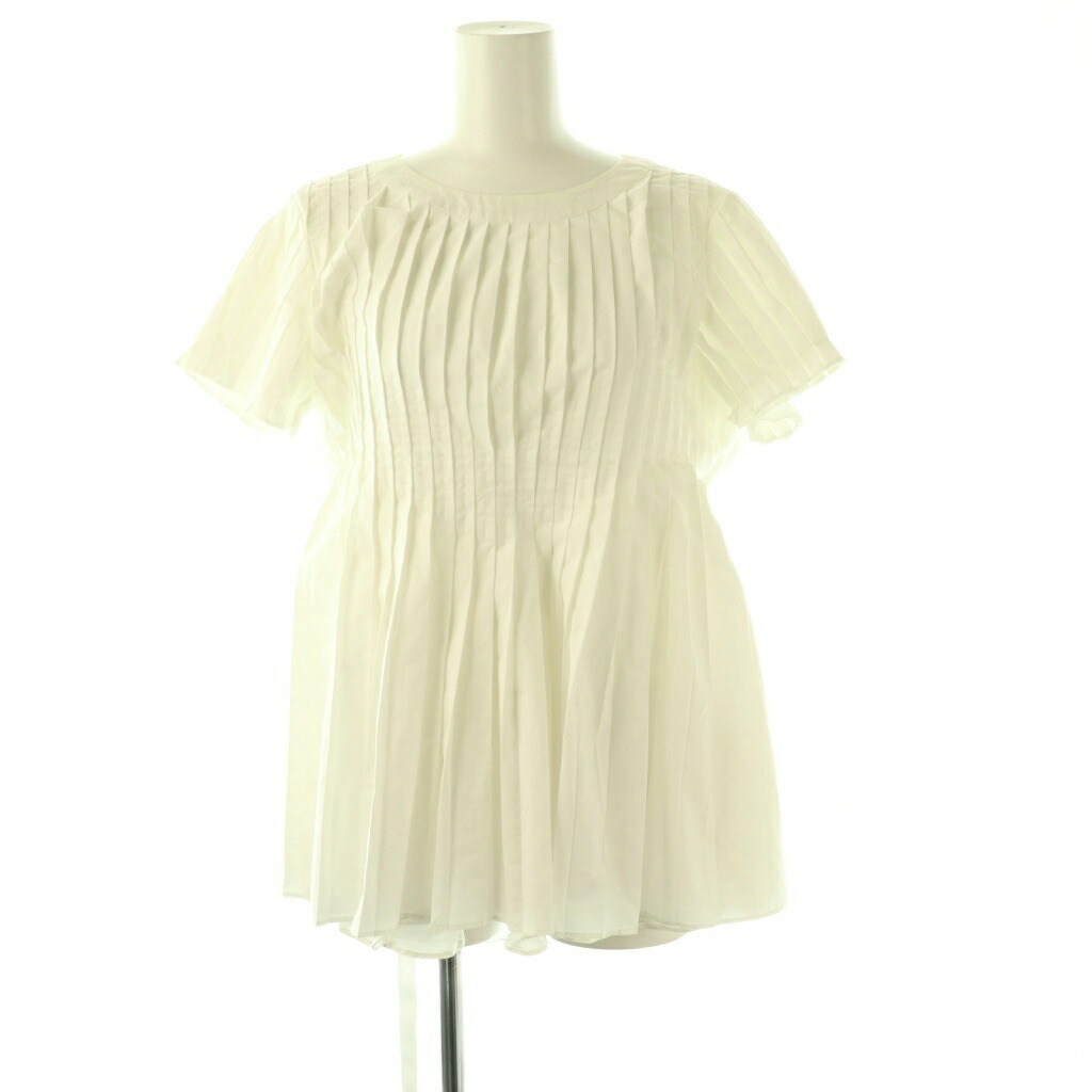 【中古】サカイ sacai バックオープンプリーツブラウス 半袖 プルオーバー 2 白 /NR ■OS ■SH レディース 【ベクトル 古着】 260127
