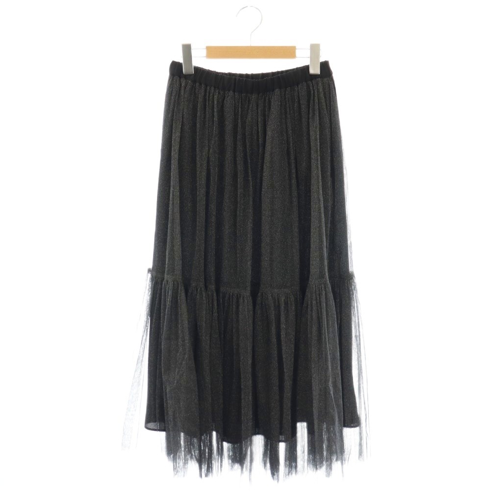 【中古】ユナイテッドアローズ A DAY IN THE LIFE UNITED ARROWS グリッターラメ ティアードスカート 黒 ブラック /AQ ■OS レディース 【ベクトル 古着】 260210