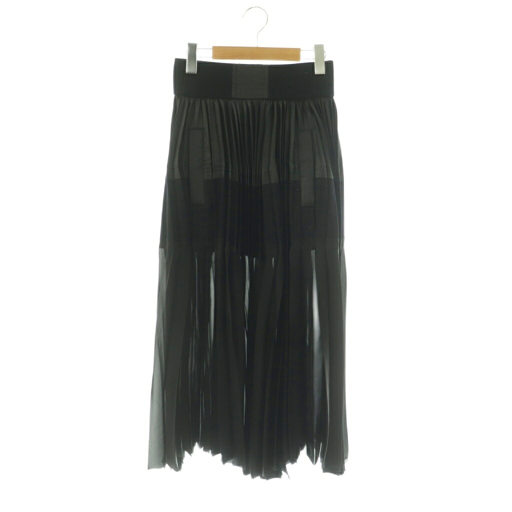 【中古】サカイ sacai 素材切替 アコーディオン プリーツスカート ロング 1 ブラック /DF ■OS レディース 【ベクトル 古着】 260209