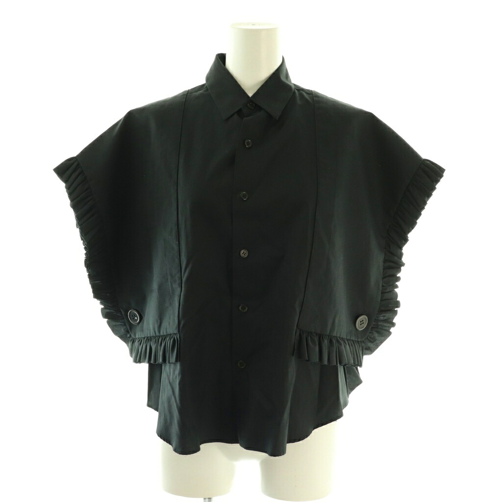 【中古】ノワールケイニノミヤ kei ninomiya AD2024 3o-b013 ラッフル半袖シャツ XS ブラック /ES ■OS レディース 【ベクトル 古着】 260203