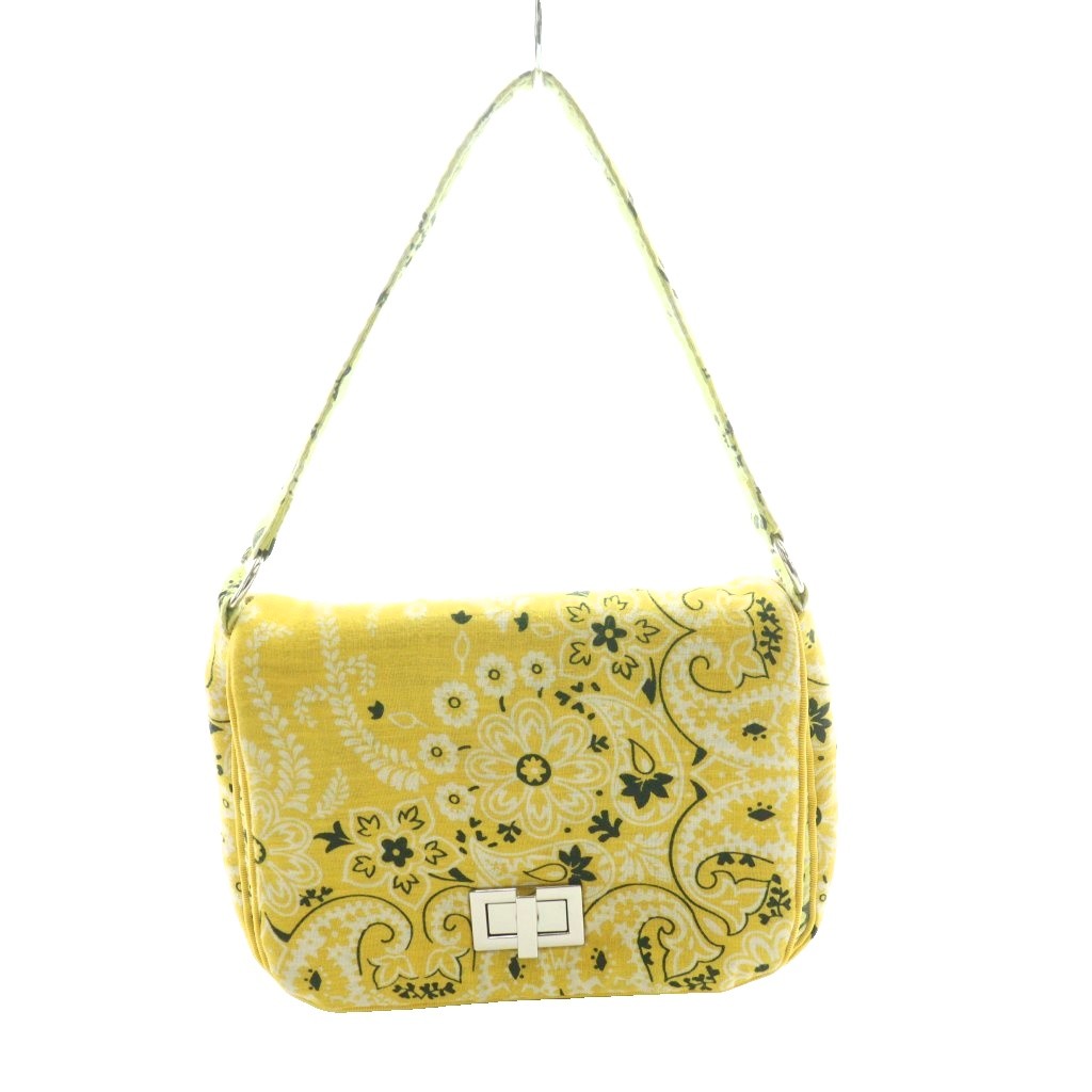 【中古】ミヤギヒデタカ MIYAGIHIDETAKA for 6 バンダナ フラップ バッグ BANDANA FLAP BAG ハンド 黄色 イエロー 黒 ブラック /SS ■OS ■SH レディース 【ベクトル 古着】 260213