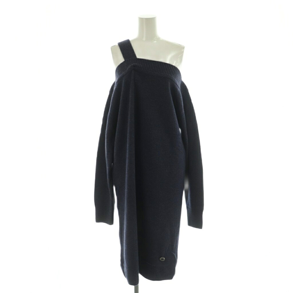 【中古】エルメス HERMES 4H2541D1 カシミヤニットワンピース 長袖 ミモレ ロング 38 紺 米国海軍 /NR ■os レディース 【ベクター 古着】 260210