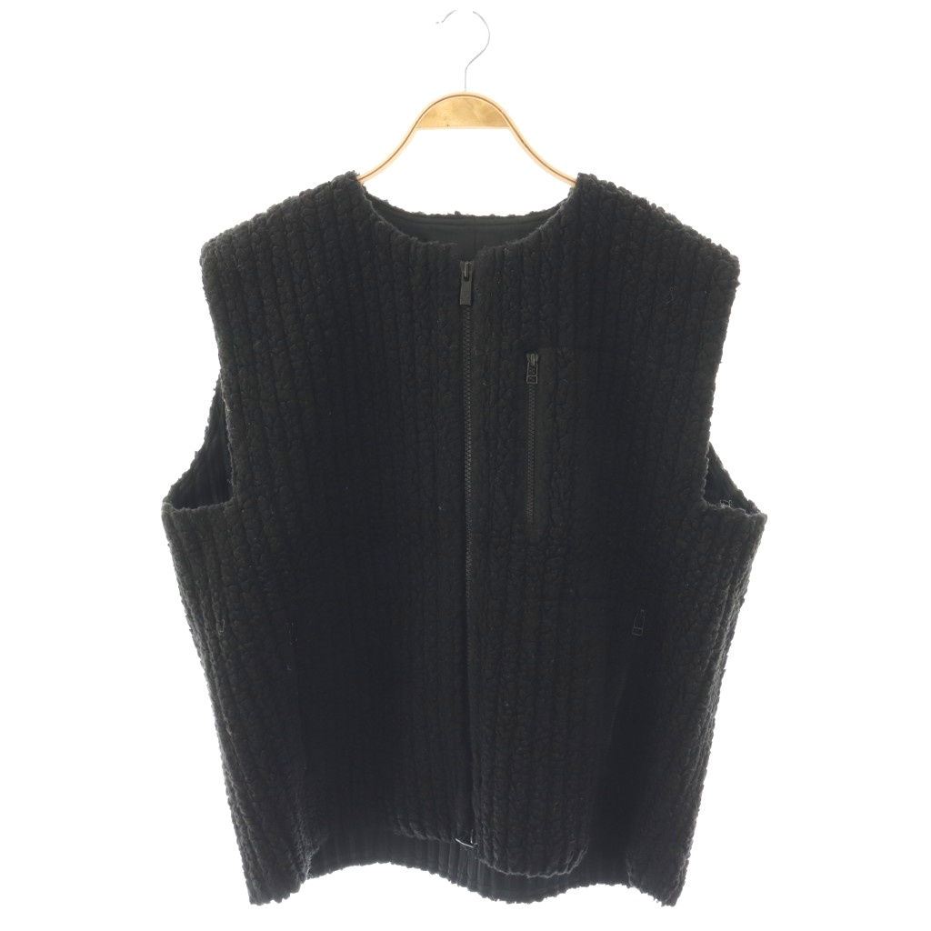 【中古】オムプリッセイッセイミヤケ HOMME PLISSE ISSEY MIYAKE 24AWボアフリースプリーツベスト ジップアップ 3 黒 /NR ■OS メンズ 【ベクトル 古着】 260210｜ブランド古着の買取販売ベクトル