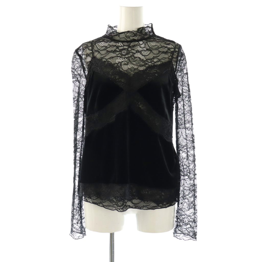 【中古】アメリヴィンテージ Ameri VINTAGE VELOUR CAMI SET LACE TOP 仕掛ける トップス カットソー スピード競技 2点仕掛ける F 黒いこと /HK ■os レディース 【ベクター 古着】 260219