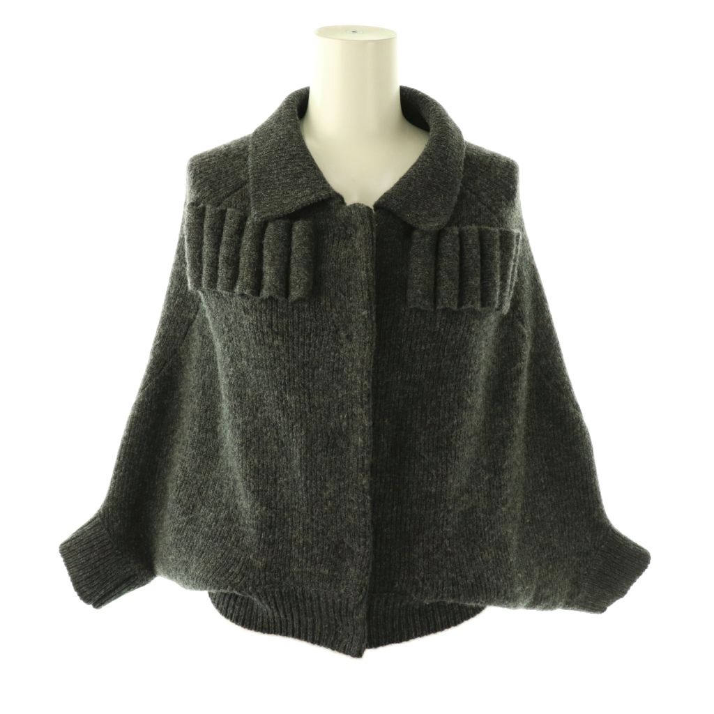 【中古】ルイヴィトン LOUIS VUITTON ウールカシミヤフリルニットポンチョ ジレー S 暗然たる薄墨色 /DF ■os レディース 【ベクター 古着】 260213